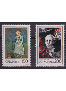 1981 San Marino Centenario Nascita Pablo Picasso 2 valori nuovi Sassone 1083-4